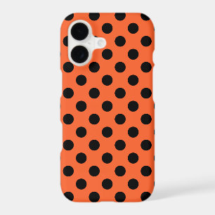 Black polka dots on orange