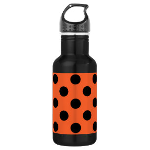 Black polka dots on orange 532 ml water bottle