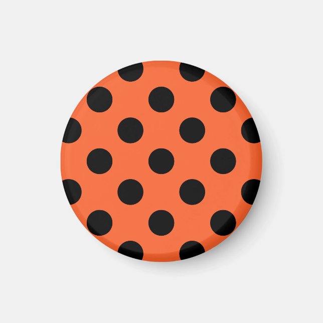 Black polka dots on orange magnet (Front)