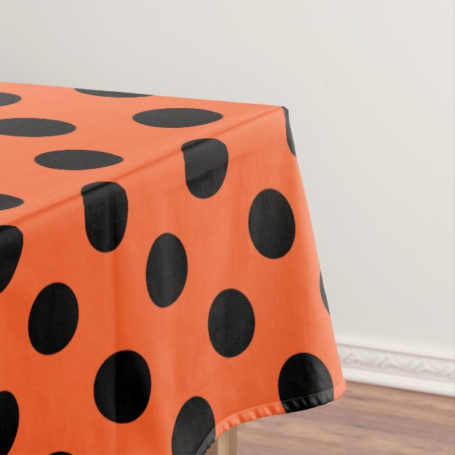 Black polka dots on orange tablecloth (In Situ)