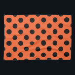 Black polka dots on orange tea towel<br><div class="desc">Black polka dots on orange</div>