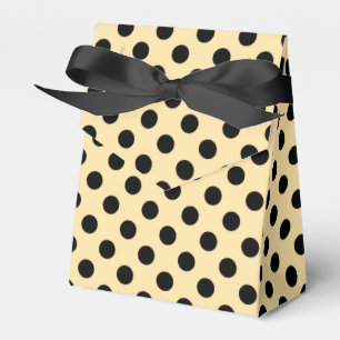 Black polka dots on pale yellow favour box