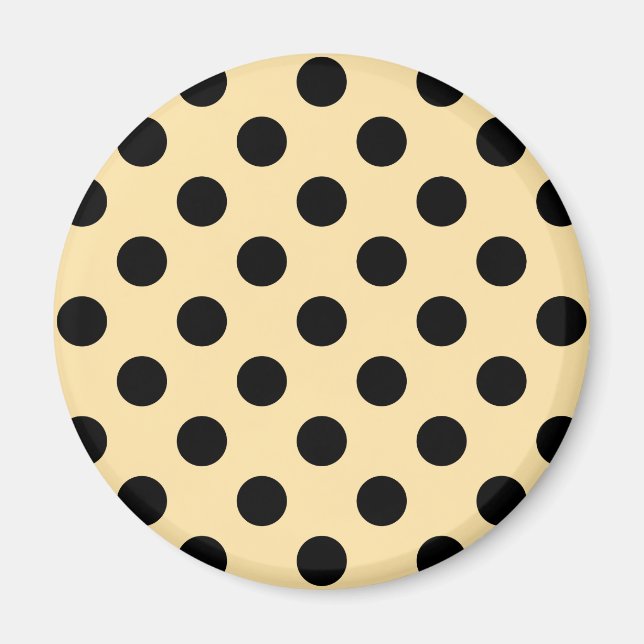 Black polka dots on pale yellow magnet (Front)