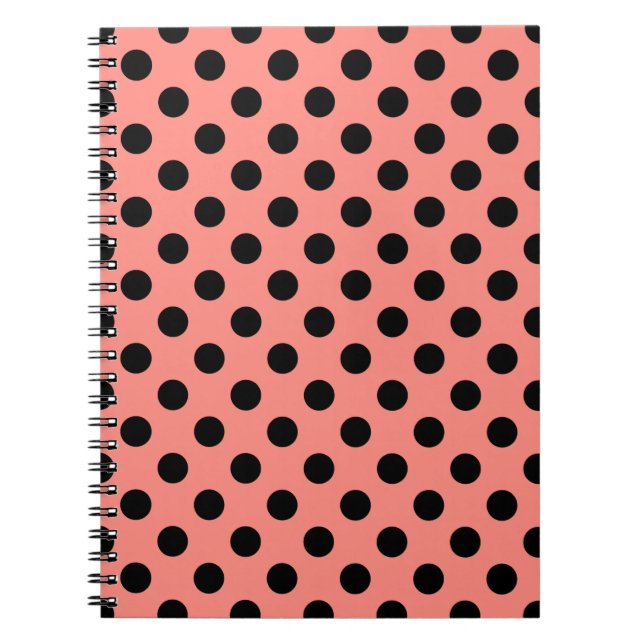 Black polka dots on peach notebook (Front)