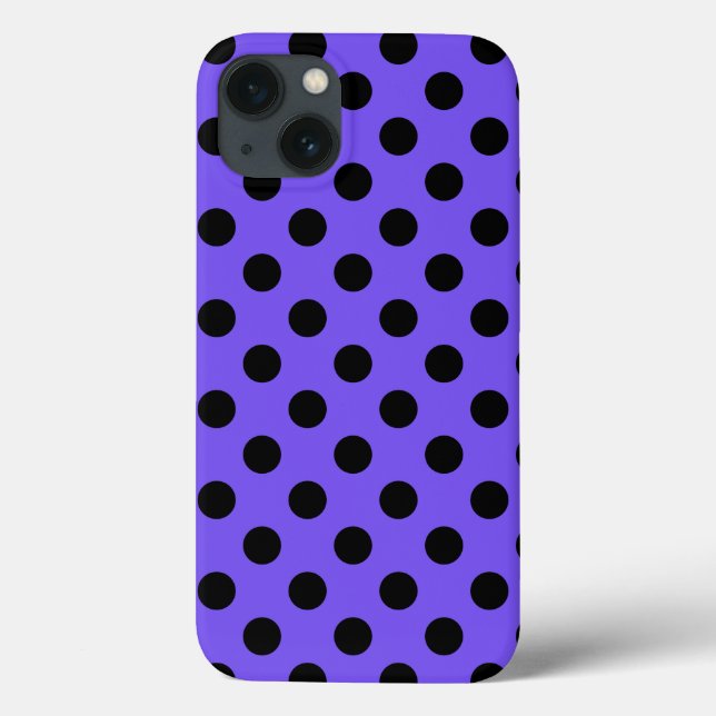 Black polka dots on periwinkle Case-Mate iPhone ca Case (Back)