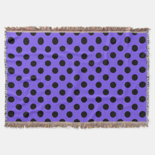Black polka dots on periwinkle throw blanket