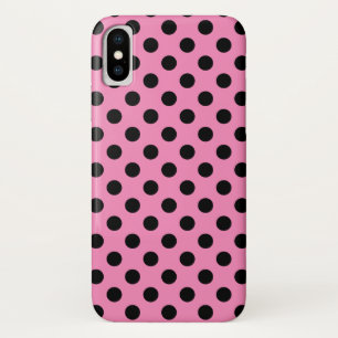 Black polka dots on pink iPhone x case