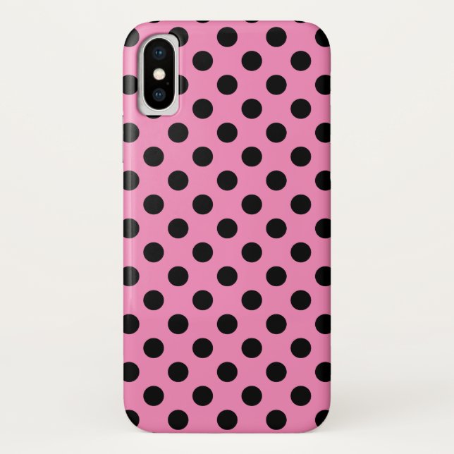 Black polka dots on pink Case-Mate iPhone case (Back)