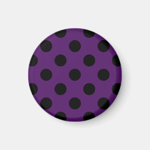 Black polka dots on plum purple magnet