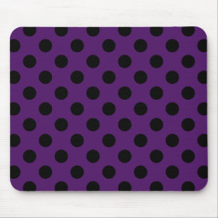 Black polka dots on plum purple mouse pad