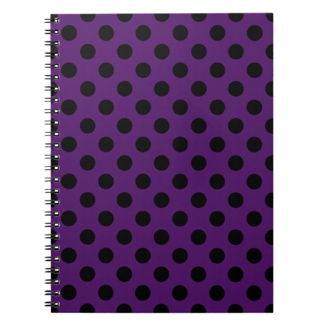 Black polka dots on plum purple notebook (Front)