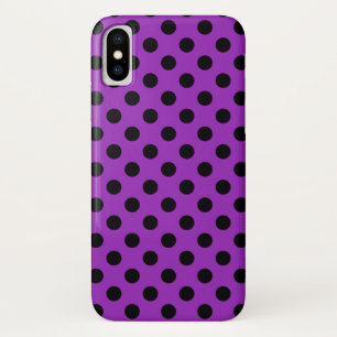 Black polka dots on purple iPhone x case