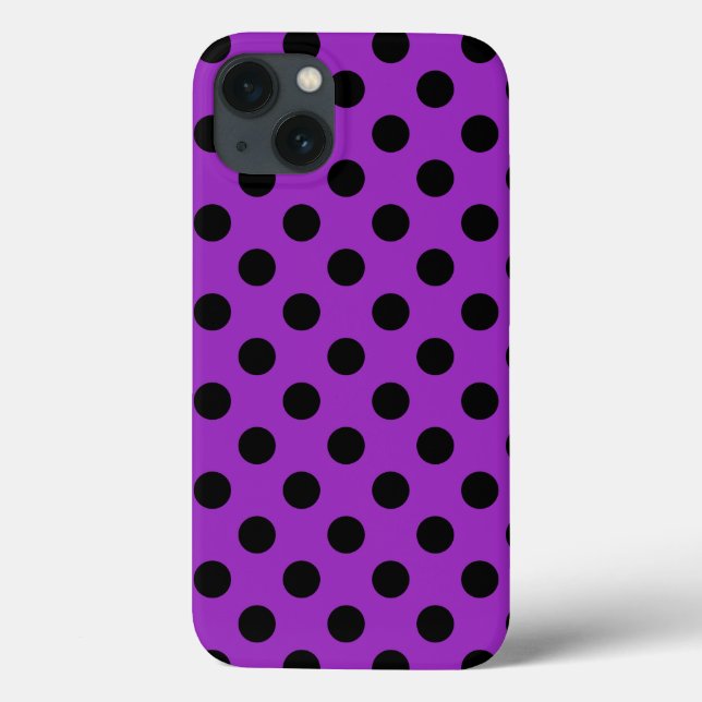 Black polka dots on purple Case-Mate iPhone case (Back)