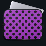 Black polka dots on purple laptop sleeve<br><div class="desc">Black polka dots on purple</div>