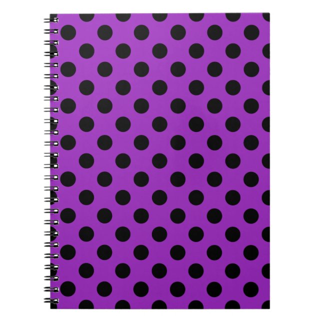 Black polka dots on purple notebook (Front)