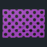 Black polka dots on purple tea towel<br><div class="desc">Black polka dots on purple</div>