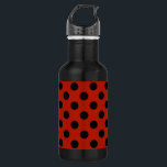 Black polka dots on red 532 ml water bottle<br><div class="desc">Black polka dots on red</div>