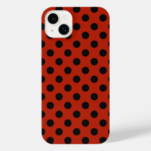 Black polka dots on red iPhone 14 plus case