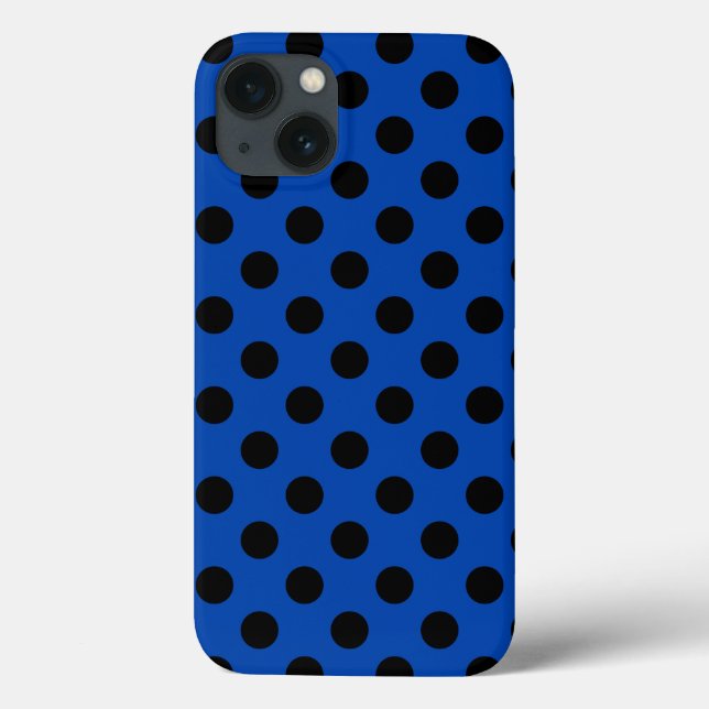 Black polka dots on royal blue Case-Mate iPhone ca Case-Mate iPhone Case (Back)