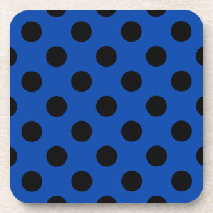 Black polka dots on royal blue coaster