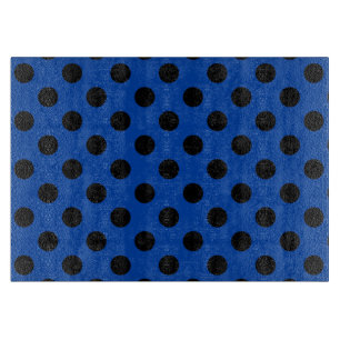 Black polka dots on royal blue cutting board