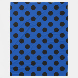 Black polka dots on royal blue fleece blanket