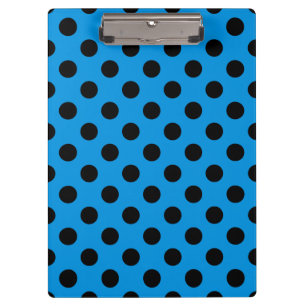 Black polka dots on sky blue clipboard