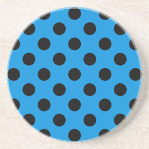 Black polka dots on sky blue coaster