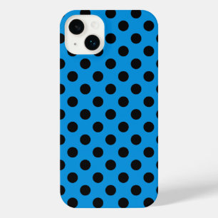 Black polka dots on sky blue  iPhone 14 plus case