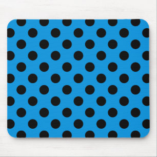 Black polka dots on sky blue mouse pad