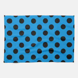 Black polka dots on sky blue tea towel