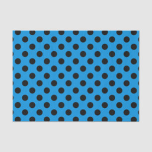 Black polka dots on sky blue tissue paper