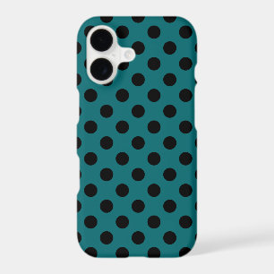 Black polka dots on teal
