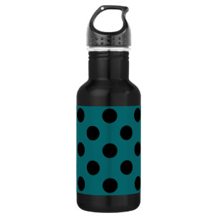 Black polka dots on teal 532 ml water bottle