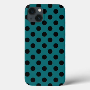 Black polka dots on teal Case-Mate iPhone case