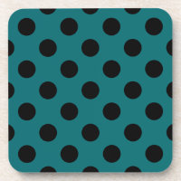 Black polka dots on teal