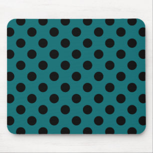 Black polka dots on teal mouse pad