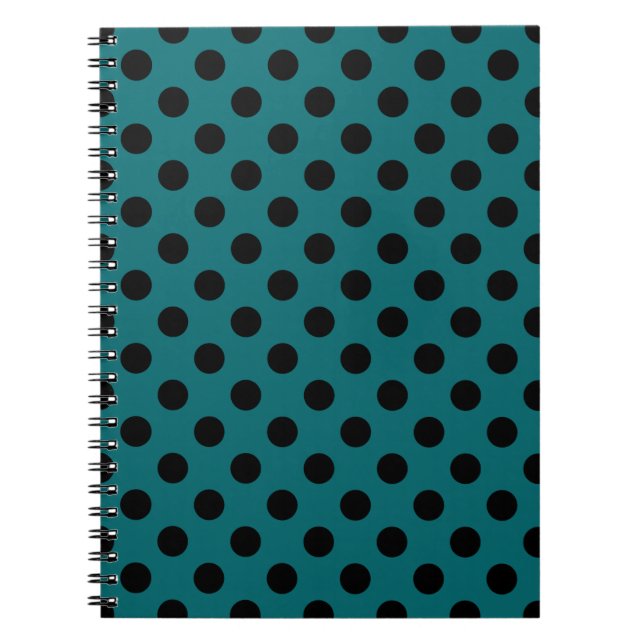 Black polka dots on teal notebook (Front)