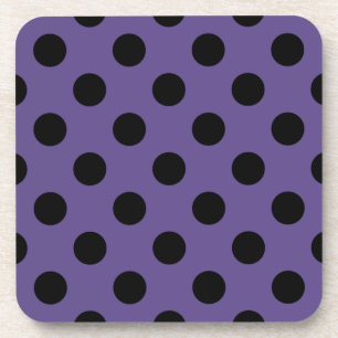 Black polka dots on ultra violet coaster