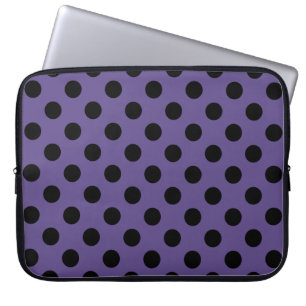 Black polka dots on ultra violet laptop sleeve