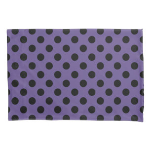 Black polka dots on ultra violet pillowcase
