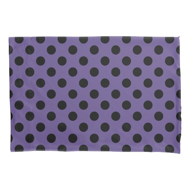 Black polka dots on ultra violet pillowcase (Front)