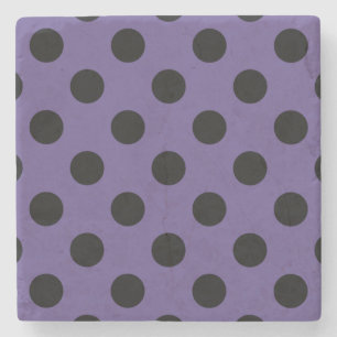 Black polka dots on ultra violet stone coaster