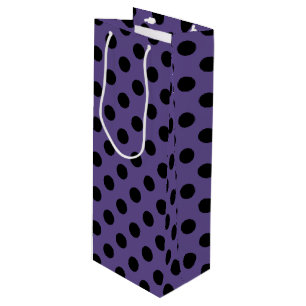 Black polka dots on ultra violet wine gift bag