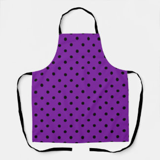 Black Polka Dots on Violet Purple Apron