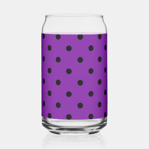 Black Polka Dots on Violet Purple Can Glass