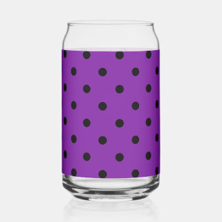 Black Polka Dots on Violet Purple Can Glass