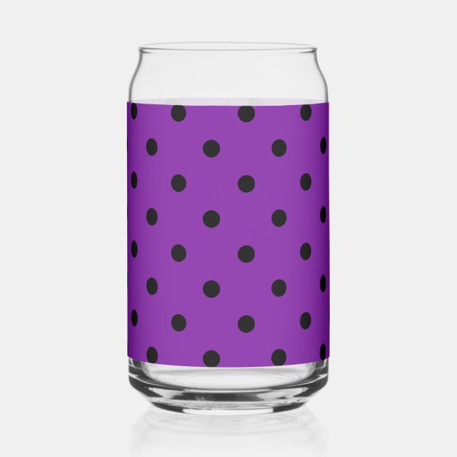 Black Polka Dots on Violet Purple Can Glass (Left)