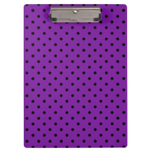 Black Polka Dots on Violet Purple Clipboard