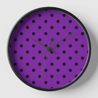 Black Polka Dots on Violet Purple Clock